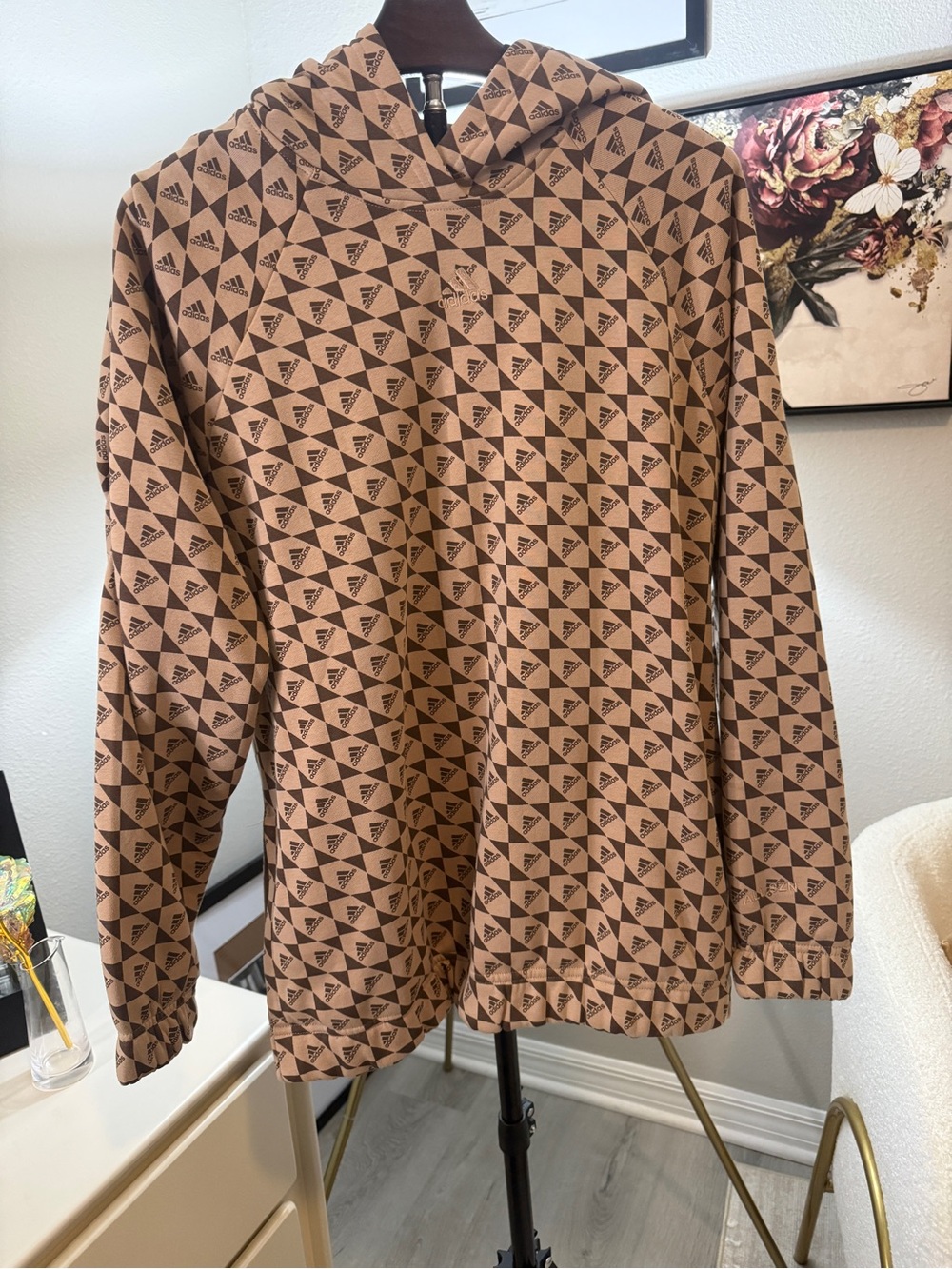 Adidas Men’s Brown Patterned Hoodie